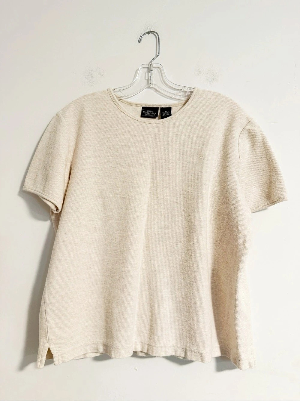 Sonoma Goods For Life Vintage Cream Short Sleeve Everyday Crewneck T-Shirt XL